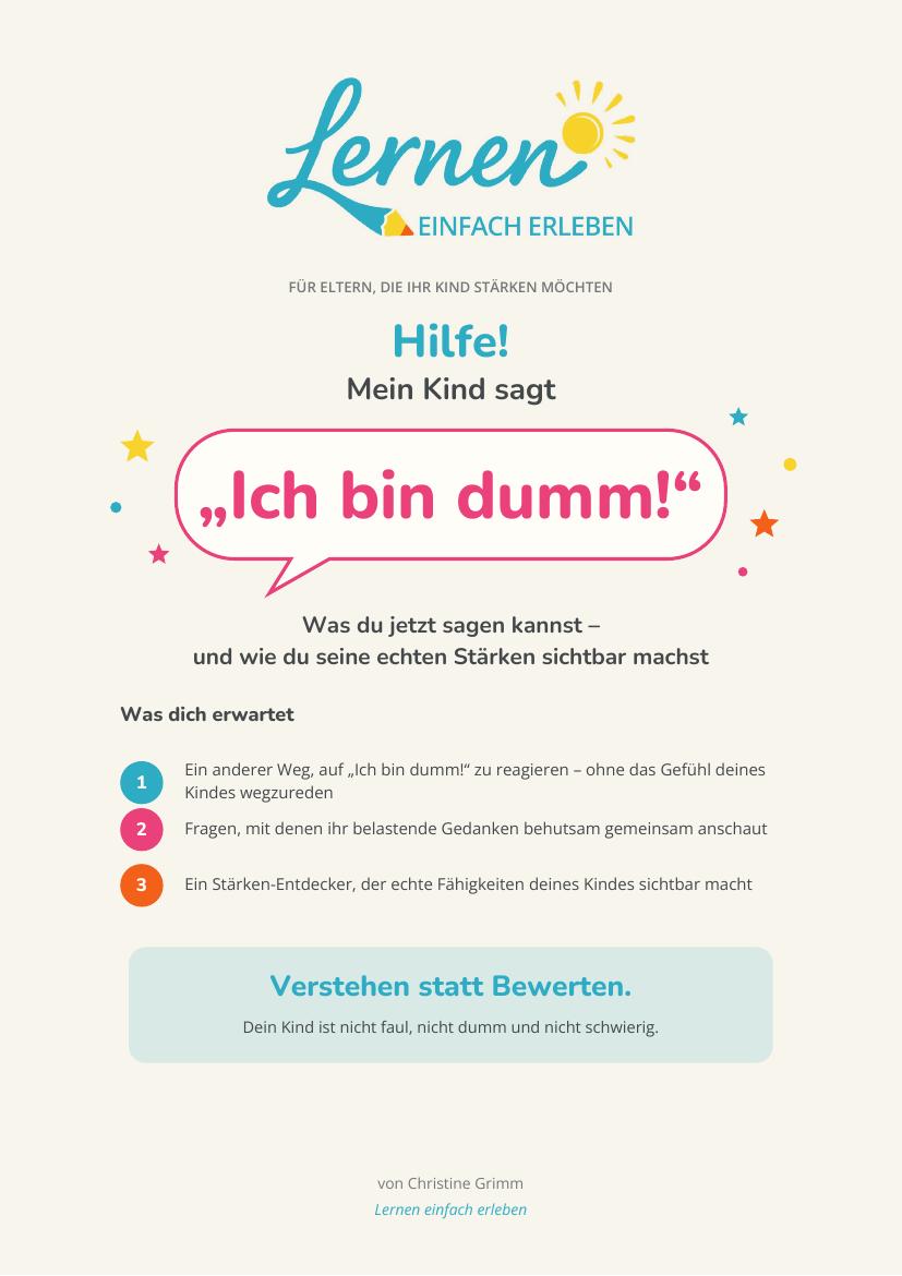 Titelseite: Hilfe! Mein Kind sagt „Ich bin dumm!“