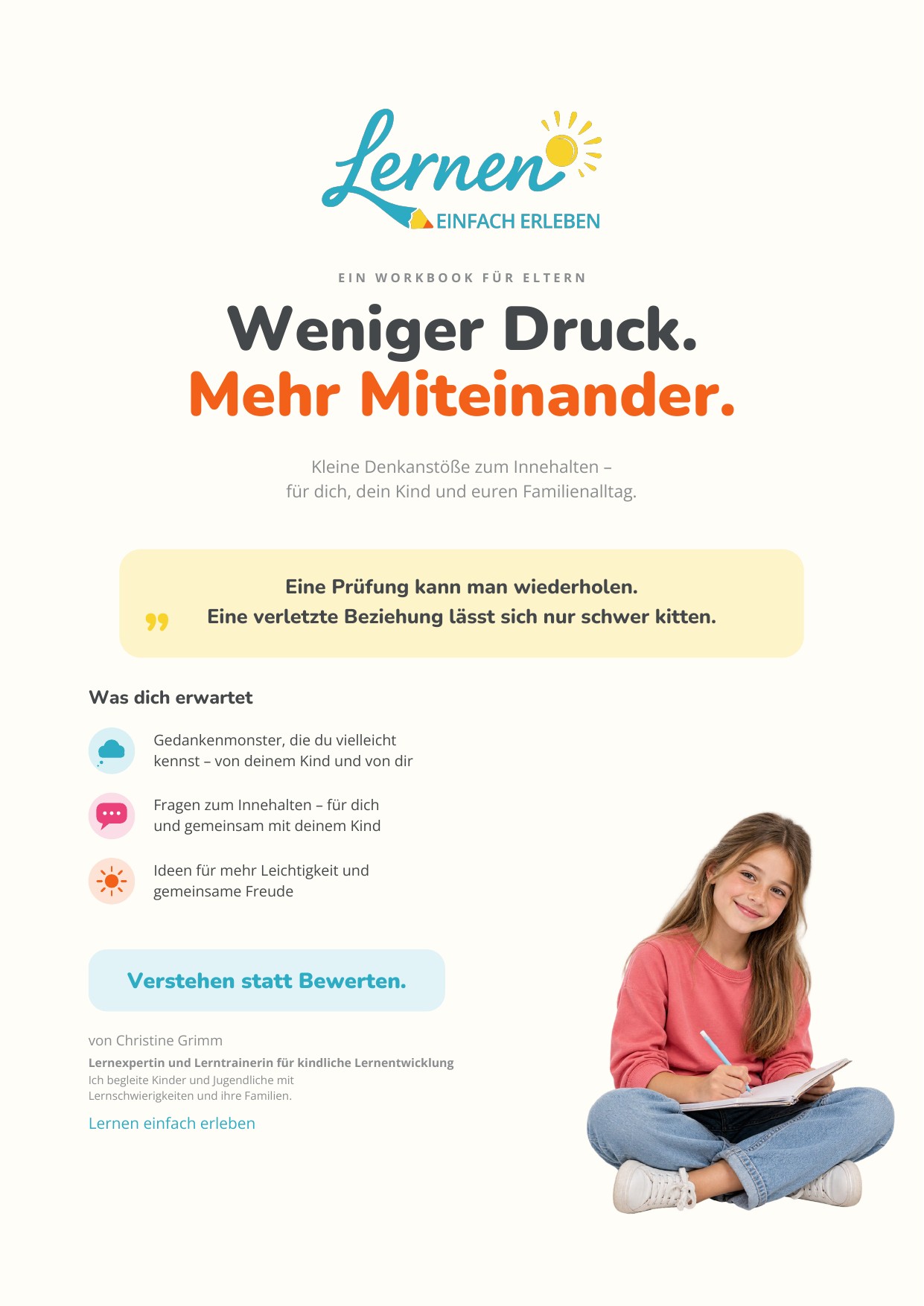 Titelseite: Weniger Druck. Mehr Miteinander.